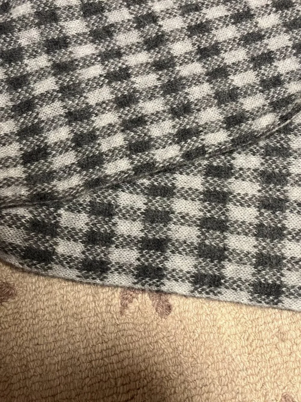 Everlane Scarf Unisex Oversized Gray Checkered Alpaca Nylon Wool Blend EUC